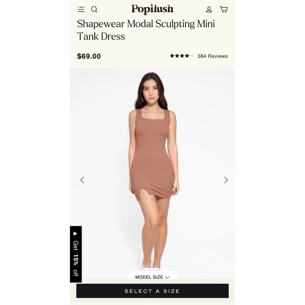 Popilush Built In Shapewear Ribbed Mini Dress